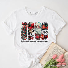 Carregar imagem no visualizador da galeria, It's Most Wonderful Time Of The Year T‑Shirt, Reindeer, Santa, Snowman Vintage Tee for Christmas