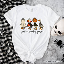 Carregar imagem no visualizador da galeria, Just a Spooky Goose T-Shirt, Funny Halloween Costumes Tee