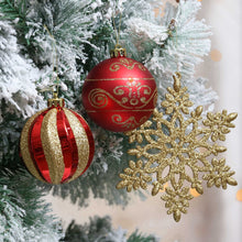 Carregar imagem no visualizador da galeria, Red and Gold Glitter Luxury Shatterproof Christmas Ornament Bauble Set