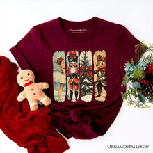 Load image into Gallery viewer, Ballet and Nutcracker Christmas T‑Shirt, Coquette Bow and Mouse Vintage Holiday Tee