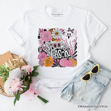 Load image into Gallery viewer, Boho Spooky Season Ghost T-Shirt, Cute Halloween Tee with Fall Pumpkins