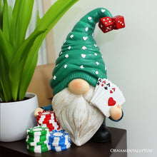 Carregar imagem no visualizador da galeria, Casino Poker Gnome Figurine, 8" Room Table Decor Statue