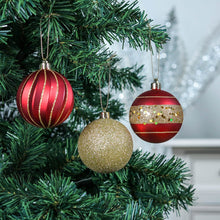 Cargar imagen en el visor de la galería, Charming Set of 35 Red and Gold Color Ornament Baubles, Christmas Tree Set