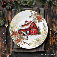 Carregar imagem no visualizador da galeria, Farmhouse Christmas Set of 4 Plates with Real Gold Elements, Holiday Tableware Collection for Salad, Dessert, Appetizer, and Side Plates