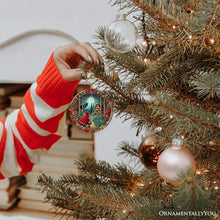 Cargar imagen en el visor de la galería, Folksy Sly Wolf and Red Riding Hood Ornament, Mystic Woodland Fantasy Holiday Decoration