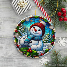 Load image into Gallery viewer, Frosty and Holly Snowman Ornament, Gift and Decor for Cheerful Winter Christmas Tree