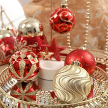 Carregar imagem no visualizador da galeria, Glittery Red and Gold Christmas Ornament Bauble Set, Elegant 16 Piece Bundle