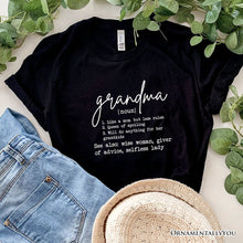 Carregar imagem no visualizador da galeria, Grandma Definition T-Shirt, White, Natural, Navy and Black Funny Tee for Grandmothers