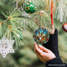 Carregar imagem no visualizador da galeria, Majestic Winter Deer in Holly Branches Ornament, Enchanting Holiday Wonderland for Christmas Tree Decor