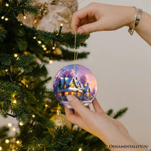 Carregar imagem no visualizador da galeria, Picturesque Snowy Evening House Illustration Christmas Ornament, Peaceful Holiday Home Decoration