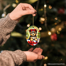 Carregar imagem no visualizador da galeria, Precious Yorkshire Terrier Christmas Gift Ornament, Sweet Holiday Scene Decor