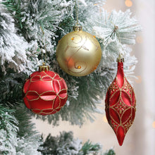 Carregar imagem no visualizador da galeria, Red and Gold Glitter Luxury Shatterproof Christmas Ornament Bauble Set