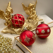 Carregar imagem no visualizador da galeria, Red and Gold Unique Shatterproof Ornament Bauble Set