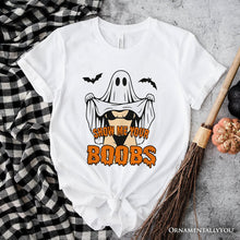 Load image into Gallery viewer, Show Me Your Boobs Halloween T-Shirt, Funny Naughty Pun Ghost Tee for Adults