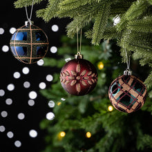 Carregar imagem no visualizador da galeria, Touch of Gold Delightfully Glittered Ornament Bauble Set, Green, Blue, Bronze and Maroon 16 Piece Bundle