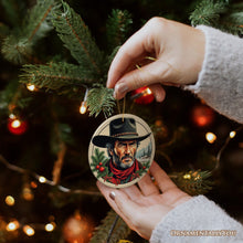 Carregar imagem no visualizador da galeria, Wild West Gritty Holiday Christmas Ornament, Vintage Western Legend Clint Eastwood Gift