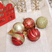 Cargar imagen en el visor de la galería, Charming Set of 35 Red and Gold Color Ornament Baubles, Christmas Tree Set