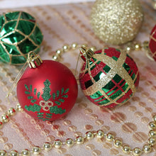 Carregar imagem no visualizador da galeria, Graceful Ornament Bundle Set, Red, 30 Green and Gold Glittered Tree Baubles