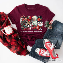 Carregar imagem no visualizador da galeria, It's Most Wonderful Time Of The Year T‑Shirt, Reindeer, Santa, Snowman Vintage Tee for Christmas