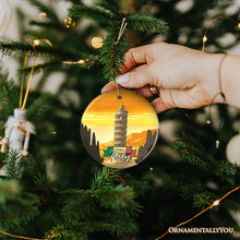 Load image into Gallery viewer, Sunset in Pisa Italy Vintage Art Souvenir Ceramic Christmas Ornament