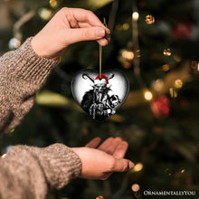 Carregar imagem no visualizador da galeria, Horrifying Krampus With Santa Hat Ceramic Ornament, Keepsake For Unique Halloween Tree Christmas Decor