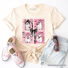 Carregar imagem no visualizador da galeria, Pink Halloween Ghost T-Shirt, Coquette Spooky Season Tee for Girly Aesthetic