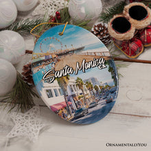 Load image into Gallery viewer, Santa Monica Resort Town Ceramic Ornament, California Coastal Christmas Souvenir and Decoration