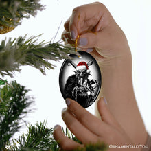 Carregar imagem no visualizador da galeria, Horrifying Krampus With Santa Hat Ceramic Ornament, Keepsake For Unique Halloween Tree Christmas Decor