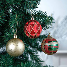 Carregar imagem no visualizador da galeria, Graceful Ornament Bundle Set, Red, 30 Green and Gold Glittered Tree Baubles