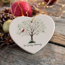 Load image into Gallery viewer, In Loving Memory of Mom and Dad Cardinal on a Tree Ornament, Heavenly Christmas Remembrance Gift