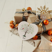 Load image into Gallery viewer, In Loving Memory of Mom and Dad Cardinal on a Tree Ornament, Heavenly Christmas Remembrance Gift