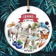 Load image into Gallery viewer, Artistic Idaho State Themes and Landmarks Christmas Ornament