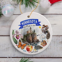 Load image into Gallery viewer, Artistic Minnesota State Themes and Landmarks Christmas Ornament