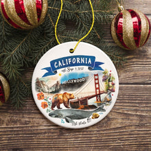 Load image into Gallery viewer, Artistic California State Themes and Landmarks Christmas Ornament