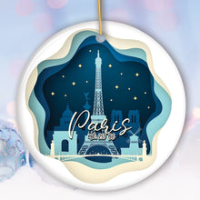 Load image into Gallery viewer, Eiffel Tower Paris at Night Scene in 3D Paper Art Gift Christmas Ornament