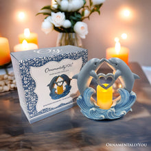 Carregar imagem no visualizador da galeria, Tides of Affection Dolphin Figurine and Tealight Candle, 7" Romantic Tabletop Valentine or Anniversary Gift