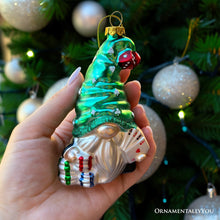 Cargar imagen en el visor de la galería, Casino Poker Gnome Glass Ornament, Cute Christmas Gambler