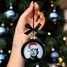 Carregar imagem no visualizador da galeria, Frankenstein Christmas Spooky Portrait Glass Ornament, Black Horror Halloween Tree Decoration