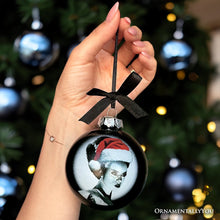Carregar imagem no visualizador da galeria, Frankenstein's Bride Christmas Spooky Portrait Glass Ornament, Black Horror Halloween Tree Decoration