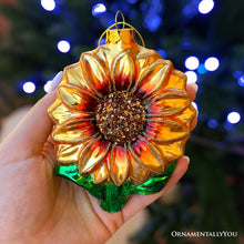 Carregar imagem no visualizador da galeria, (Pre-Order) Glossy Charming Sunflower Glass Christmas Ornament, Flower Holiday Decor