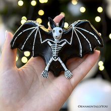 Carregar imagem no visualizador da galeria, Gothic Bat Skeleton Handcrafted Glass Ornament, Horror Tree Halloween Decor