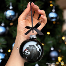 Load image into Gallery viewer, Headless Horseman Spooky Portrait Glass Christmas Ornament, Black Horror Halloween Tree Decoration
