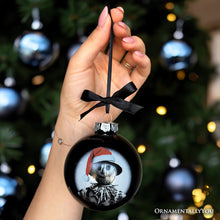 Carregar imagem no visualizador da galeria, Scarecrow Christmas Spooky Portrait Glass Ornament, Black Horror Halloween Tree Decoration