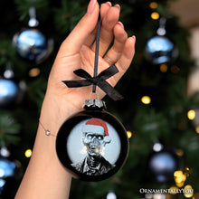 Load image into Gallery viewer, Zombie Christmas Spooky Portrait Glass Ornament, Black Horror Halloween Tree Decoration