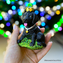Carregar imagem no visualizador da galeria, (Pre-Order) Black Lab Glass Christmas Ornament, Labrador Retriever Dog Gift