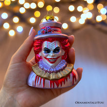 Carregar imagem no visualizador da galeria, Horror Clown Head Glass Ornament, Gothic Halloween Tree Decor