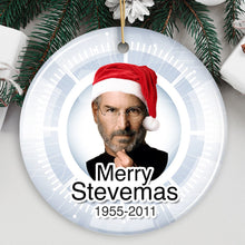 Load image into Gallery viewer, Steve Jobs Merry Stevemas Memorial Christmas Ornament, Gift for Technology Company Founder