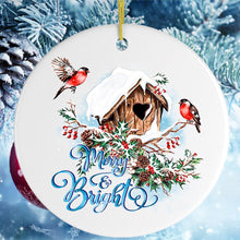 Carregar imagem no visualizador da galeria, Merry & Bright Artistic Birdhouse Christmas Ornament