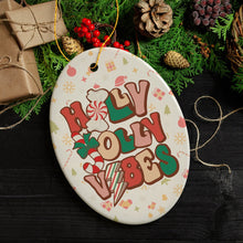 Carregar imagem no visualizador da galeria, Retro Holly Jolly Vibes Throwback Christmas Ornament