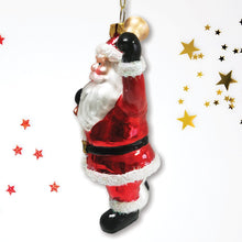 Load image into Gallery viewer, Festive Delivery Santa Claus Coming to Town Glass Christmas Ornament